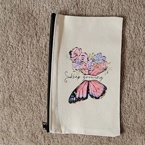NWOT Handmade Butterfly "keep growing" Canvas Bag